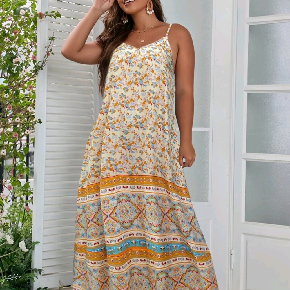 Plus Floral Print Cami Dress